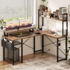 Aheaplus L Shaped Desk with Charging Staion and LED Light, Corner Computer Desk with Hutch and Monitor Stand - 4 of 4