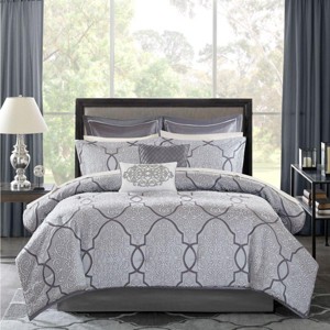 Sapphtopaz Comforter Set 12 Piece Bedding Comforter Set Woven Jacquard Fabric Cotton Geometric Prints Quilt Set with Bed Sheet - 1 of 4