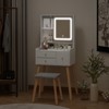 ELECWISH 28.5" White Makeup Vanity Desk Set with Adjustable LED Mirror & Stool - 3-Tone Lighting, 3 Drawers, Movable Shelves - 3 of 4