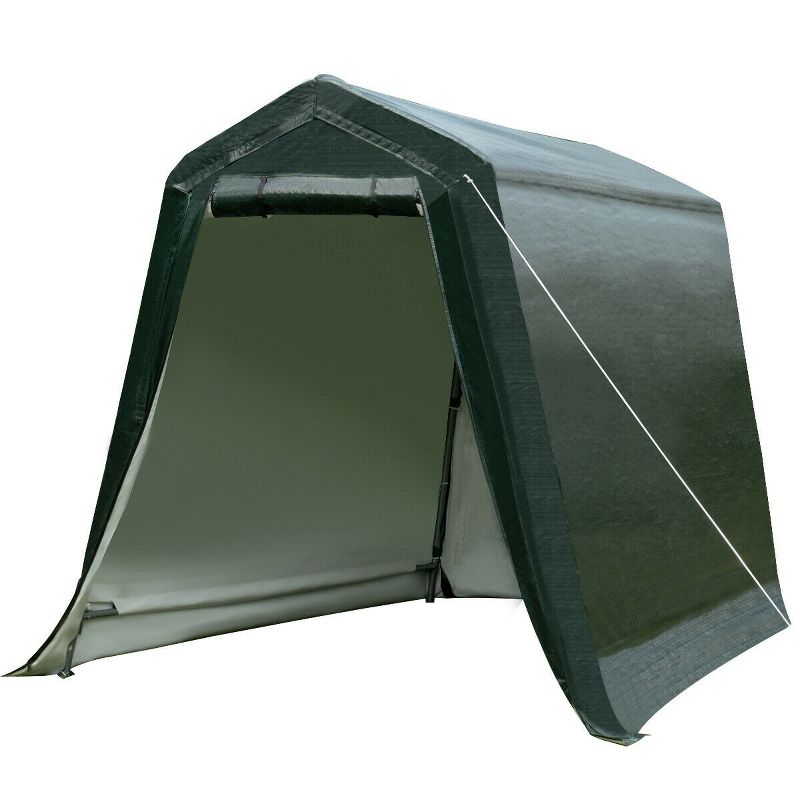 Costway 6'x8' Patio Tent Carport Storage Shelter Shed Car Canopy Heavy Duty Green, 1 of 11