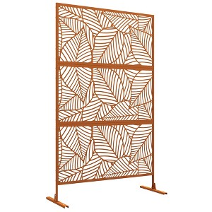 Outsunny Metal Outdoor Privacy Screen, Decorative Privacy Fence Screen, Outdoor Divider with Leaf Motif for Patio, 6.5' - 1 of 4