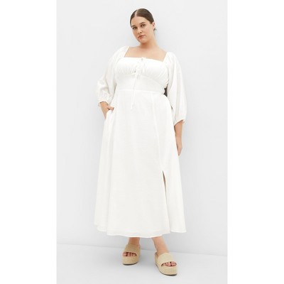 Women's Plus Size Abbigail Elbow Sleeve Dress - ivory | CITY CHIC