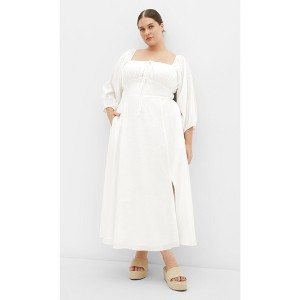Women's Plus Size Abbigail Elbow Sleeve Dress - ivory | CITY CHIC - 1 of 4