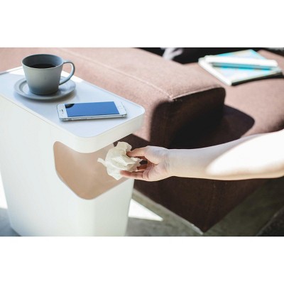 Black Plastic Slim Side Table with Trash Can