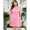 Clearlove Plus Size Dress Women's Plus Size Floral V-Neck Dress Short Sleeve Knee Length A-line Mini Dresses - 4 of 4