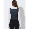 Allegra K Women's Square Neck Single Breasted Sleeveless Vintage Plaid Waistcoat Vest - 4 of 4