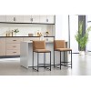 Coffee Counter Height Bar Stool Set of 2, Upholstered Linen Bar Stool - 4 of 4