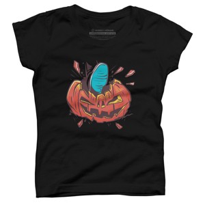 Girl's Design By Humans Halloween smashed pumpkin By BlackBerry55 T-Shirt - 1 of 2
