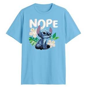 Seven Times Six Disney Stitch T-Shirt Men's Nope Tropical Print Design Tee Blue - 1 of 4
