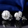 Baguette Cut Stud Earrings for Women Cubic Zirconia Simulated Pearl Ginger Lyne Collection - 3 of 4