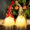 2 Set Lighted Christmas Gnome, Handmade Plush Scandinavian Swedish Tomte,Light Up Elf Toy Holiday Present, Battery Operated Winter Tabletop Christmas - 3 of 4