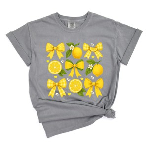 Simply Sage Market Coquette Lemons Pattern Bows Garment Dyed Tee - 1 of 4
