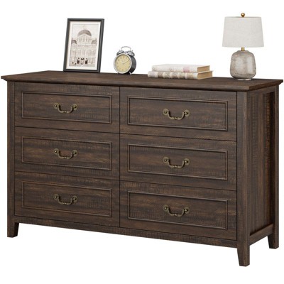 Gikpal Wooden Dresser for Bedroom, Entryway Table, Wooden Sideboard with 6 Drawers, Storage Tower Unit, Vintage Farmhouse Design, Bedroom, Living Room