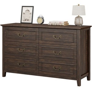 Gikpal Wooden Dresser for Bedroom, Entryway Table, Wooden Sideboard with 6 Drawers, Storage Tower Unit, Vintage Farmhouse Design, Bedroom, Living Room - 1 of 4