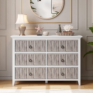 Fluted Dresser for Bedroom with 6 Drawers, 47 In Wide Storage Cabinet,Wooden Storage Cabinet TV Stand for Hallways, Entryways, Easy Assembly - 1 of 4