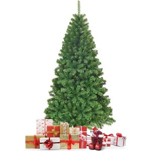 6ft Artificial Christmas Tree Hinged Xmas Tree W/1000 Branch Tips & Metal Stand - 1 of 4