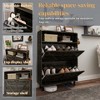 PDTEND Farmhouse Freestanding Shoe Storage Cabinet with Barn Door Design - Dark Oak - 3 of 4