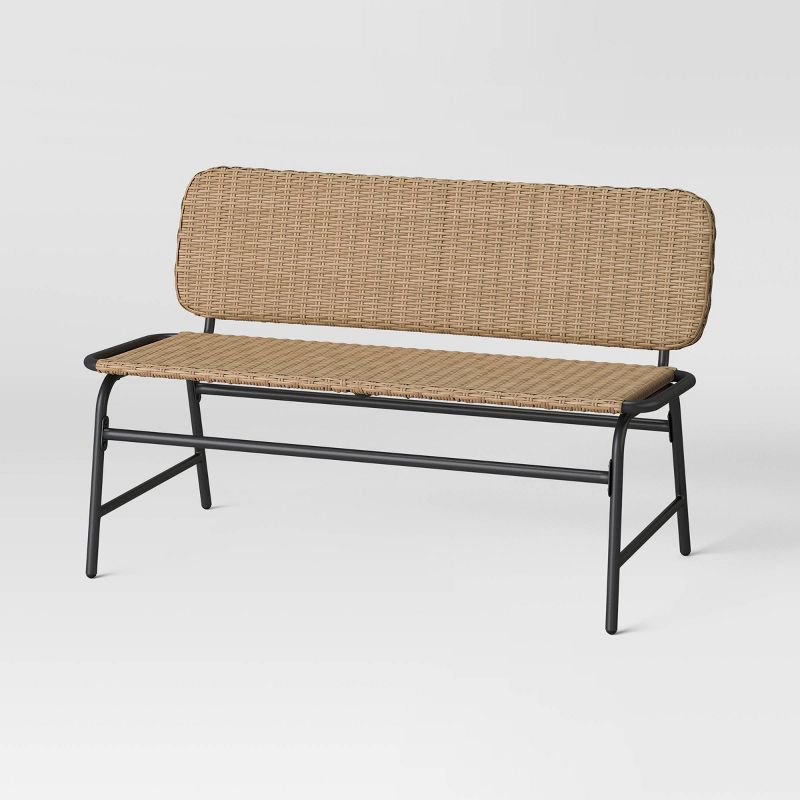 Popperton Arched Wicker Bench - Black - Threshold&#8482; designed with Studio McGee, 1 of 9