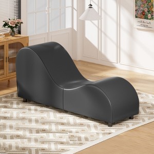 Mjkone Velvet Yoga Chaise Lounges, Modern Curved Yoga Chairs for Adults, Small Chaise Lounges Chair for Stretching, Relaxation, Exercise - 1 of 4