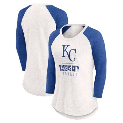 MLB Kansas City Royals Women's White 3/4 Sleeve Fashion T-Shirt