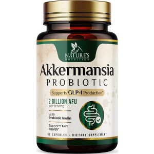GLP-1 Akkermansia Probiotic Supplement for Women & Men, Akkermansia Muciniphila GLP 1 Probiotics with Prebiotic - 60 Capsules - 1 of 4