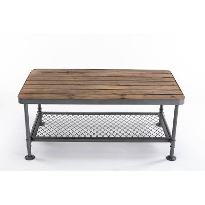 Newport Coffee Table Gray/Natural - Boraam: Metal Frame, Fir Wood Top, 42" L x 24" W x 18" H