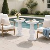 UPHA 16-Inch Round Side Table Set of 2 - Magnesium Oxide Roman Column End Table for Indoor & Outdoor Use,Porcelain White - 4 of 4