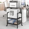Heavy-duty 3-tier printer stand with storage, wheels, power strips, adjustable shelves, mobile cart, 150 lbs capacity, for office/home - 4 of 4