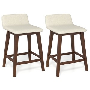 Tangkula 24" Upholstered Barstools w/ Low Back Footrest & Wood Legs for Kitchen Island - 1 of 4