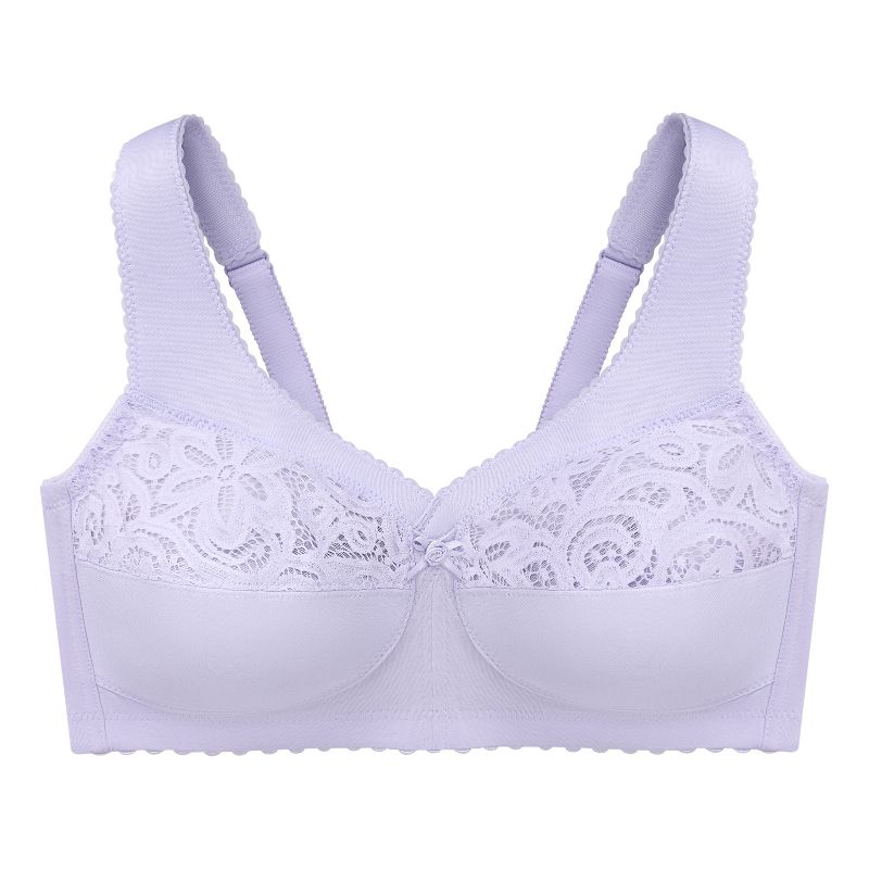 Glamorise Womens MagicLift Cotton Support Wirefree Bra 1001 Lilac, 4 of 5