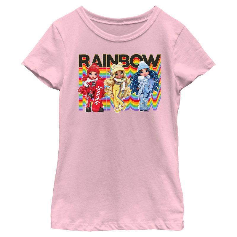 Girl's Rainbow High Rainbow Winter Characters T-Shirt, 1 of 5
