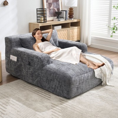 Kumasinova Chenille Giant Bean Bag Chair with 3 Pillows,Sofa Bed with Armrests,Lounge Chair Indoor for Living Room,Bedroom
