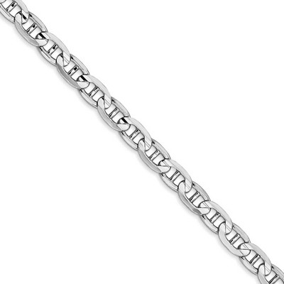 Black Bow Jewelry 4.4mm 14k White Gold Solid Concave Anchor Chain Necklace