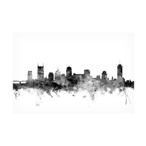 Trademark Fine Art -Michael Tompsett 'Nashville TN Skyline B&W' Canvas Art - 1 of 4