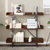 vidaXL 3-Tier Bookcase in Brown Oak - Engineered Wood Bookshelf with Metal Frame and Adjustable Feet - 3 of 4