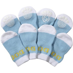 Pet Life Anti-Slip Rubberized Gripped Breathable Stretch Pet Dog Socks - Set of 4, LG, Black - 1 of 4