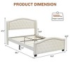 Homhougo Queen Size Upholstered Platform Bed Frame with Tall Headboard 47.2" Beige - 2 of 4