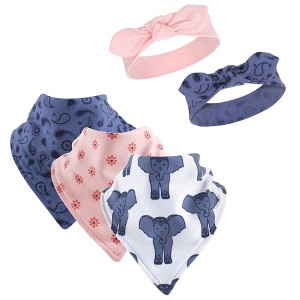 Yoga Sprout Baby Girl Cotton Bandana Bibs and Headbands 5pk, Free Spirit, One Size - 1 of 1