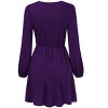 Women's Sexy V-Neck A-Line Long Sleeve Cocktail Party Basic Short Dress - 4 of 4