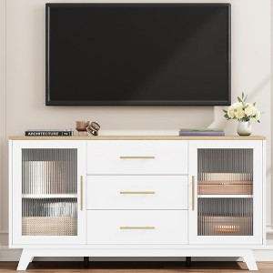 Sideboard Buffet Cabinet with Storage, 60" Modern Coffee Bar Cabinet with Adjustable Shelves, Kitchen Sideboard - 1 of 4