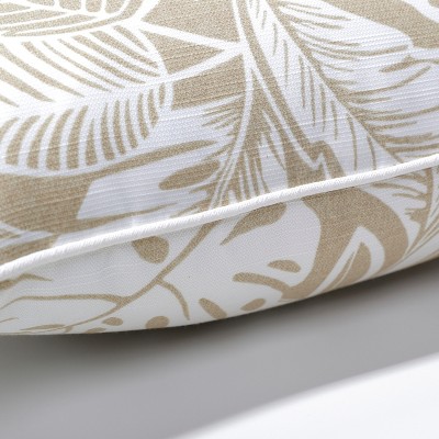 Delray Beige and White Ikat Outdoor Throw Pillow Set