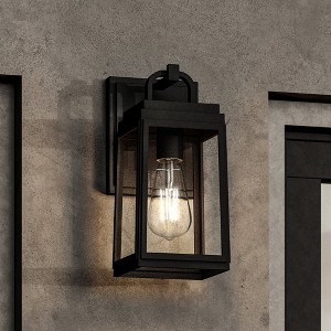 Urban Ambiance Luxury Farmhouse Outdoor Wall Sconce 11.875''H x 5.5''W,  Midnight Black Finish,  Macon Collection, UHP1385 - 1 of 4