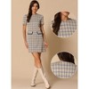 INSPIRE CHIC Women's Work Short Sleeve Vintage Houndstooth Pencil Sheath Dress - 2 of 4