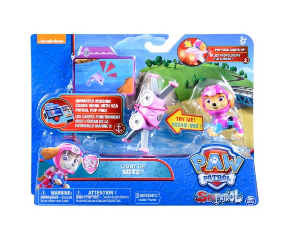 Paw Patrol Sea Patrol - Light Up Skye Figure with Pup Pack and Mission Card