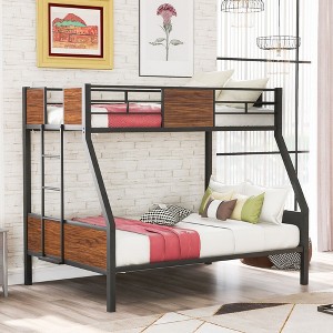 NicBex Twin Size Bunk Bed Metal Bed Frame with Full Length Guardrail, Headboard and Ladder for Bedroom, Dormitory, No Box Spring Required - 1 of 4
