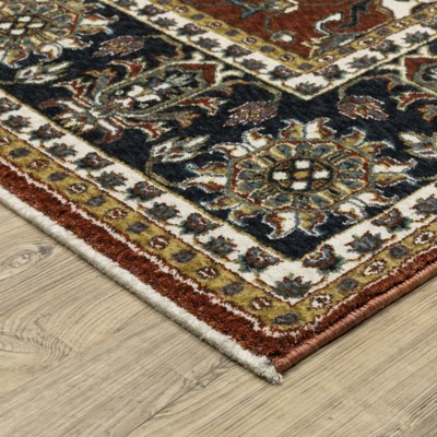 Vivian Red and Navy Synthetic Persian Area Rug 3'10" x 5'5"