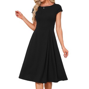 cap sleeve scoop neck midi dress Short-Sleeve Scoop-Neck Midi Dress