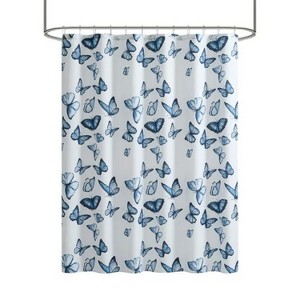 LunaLulinlk Butterfly 13 Piece Shower Curtain and Hook Set, 72 x 72, Blue - 1 of 4