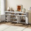 Fluted Storage Cabinet 65.8" Adjustable 3-Tier, Modren Entryway Organizer with Fluted Doors and Gold Handle, Waterproof Design - 3 of 4