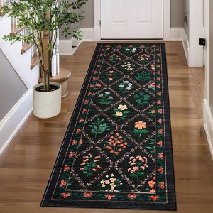 2x6 FT Modern Washable Area Rug for Living Room, Floral Trellis Carpet Rug with Non Slip Backing, Low Pile Stain Resistant Floor Rug for Dorm, - 1 of 4